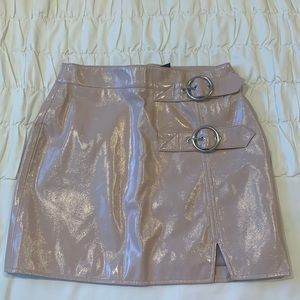 Forever 21 Light pink pleather high waisted mini skirt small NWT